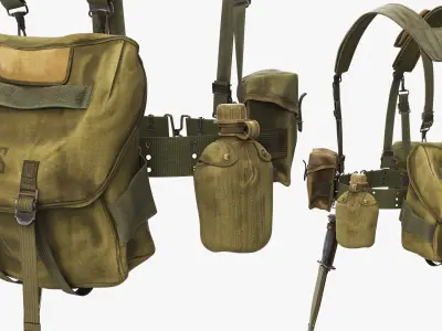  M1956 U S Infantry Rig with Canteen and Knife Green 