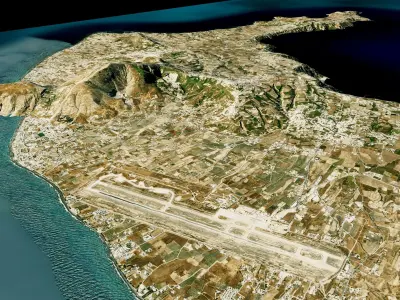 Santorini full island 3d model terrain Low-poly 3D model