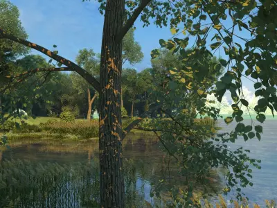 Nature River Park Scene 3D 3D model