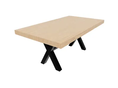 Loft Style Table and Bench 3D model