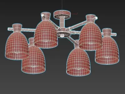 folke six light ceiling fixture gold 3D model