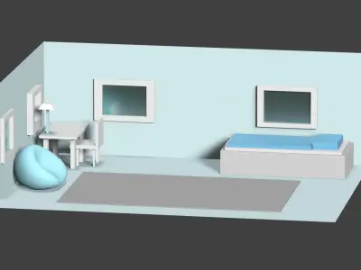 bedroom Low-poly 3D model 2