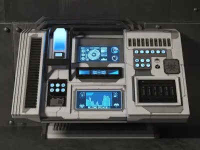 Sci Fi Control Panel Table Low-poly 3D model