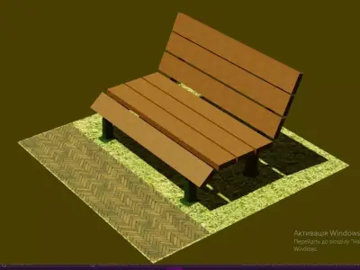 wood bench 3D model buy