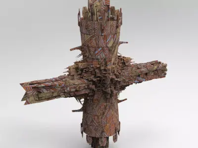 Rusted Alien Base 1 Low-poly 3D model