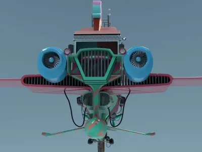 Flying Ice Cream Truck Low-poly 3D model