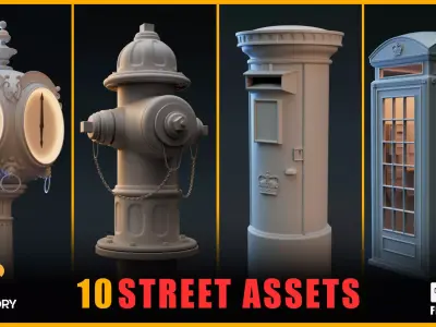 10 Street Assets 3D model