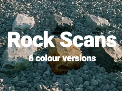 Boy and Big Sharp Moss Rocks 3D Model Pack