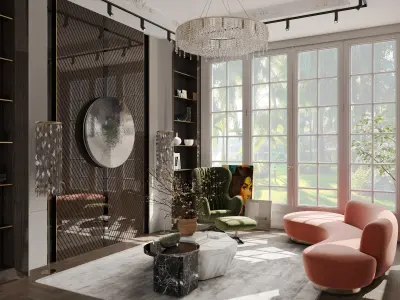 Luxury Villa Interior Living Dining Entrance Staircase Sitting  3D model