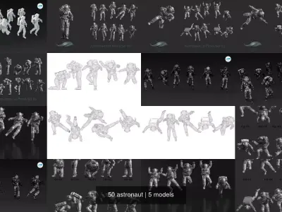50 astronaut 3D Model Pack