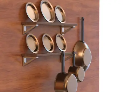 PLATES AND SAUCEPANS Low-poly 3D model