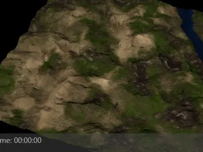 Terrain 2 Mountains and Valley Low-poly 3D model