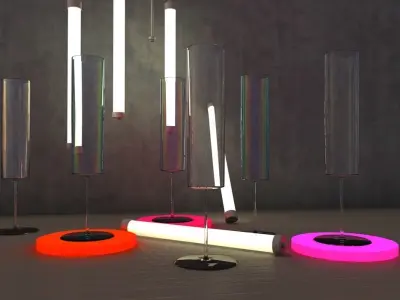 Champagne flute Glass 3D Realistic glassware 3D model