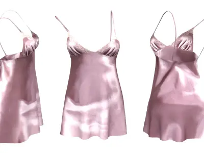 Chemise Lingerie With Off Shoulder Shoulder Strap Low-poly 3D model