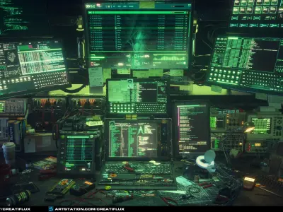  Cyberpunk Hacking Workspace 