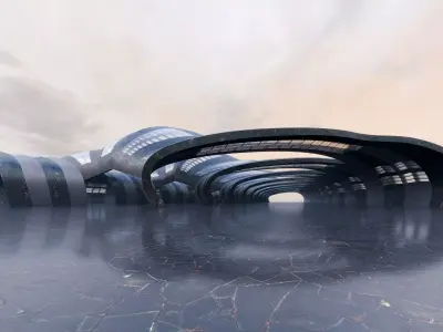 Parametric Modern Passage - Architectural Background- V2U6 Low-poly 3D model