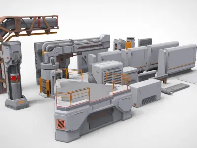 sci-fi Architecture kitbash 29 3D model