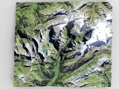 Mountain landscape Hauserhor Glarus Eastern Switzerland 3D model