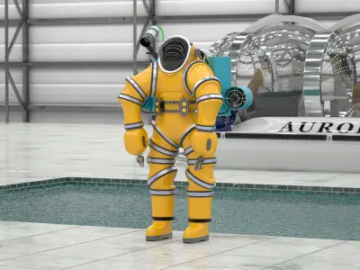  Submersible Exosuit Yellow Rigged for Cinema 4D 