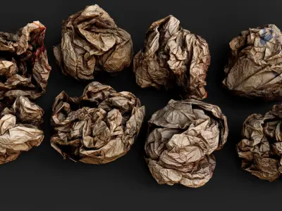 paper street trash debris PBR photogrammetry Low-poly 3D model