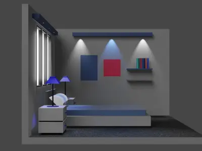 Isometric Bedroom Low-poly 3D model
