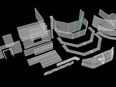 sci fi walls - modular  Low-poly 3D model