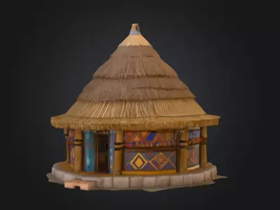 Traditional Circular Hut Low-poly 3D model