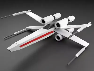 Lowpoly xwinger spaceship Low-poly 3D model