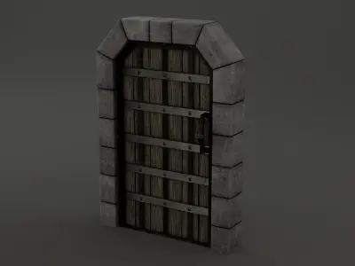 Medieval Door Barred Steel 3D Model Low-poly 3D model