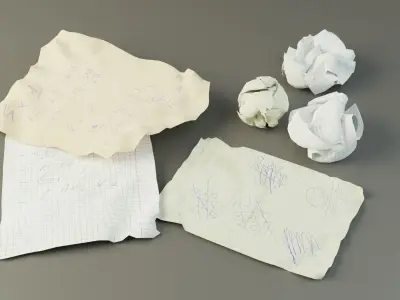 Crumpled Paper Pack Low-poly 3D model