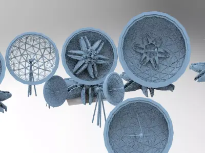 Alien Satellite Dish Base 9 models  3D model