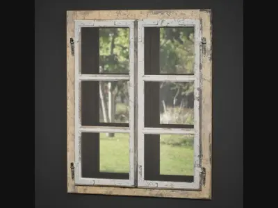 Old Painted Wood Window 3D model