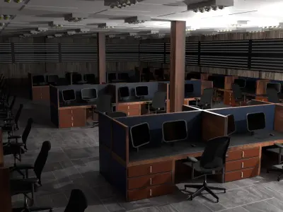 Call Center Interior Low-poly 3D model