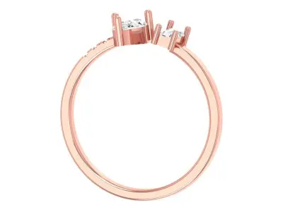 Solitaire Women Light Weight Baguette Pear stone Band Ring 3D print model