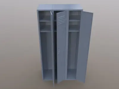 PBR School Gym Locker 03 - Grey Low-poly 3D model
