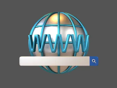 WWW Icon with Search Bar v1 003 Low-poly 3D model