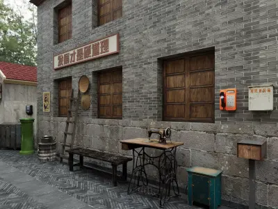 Chinese architecture and streets 3D model