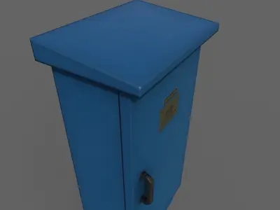 PBR Electric Box Blue V5 Low-poly 3D model