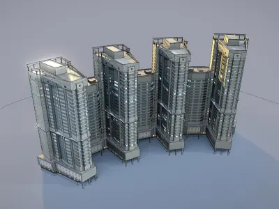 City House Building 25  Low-poly 3D model