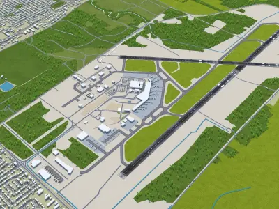 Quebec City Jean Lesage Airport 10km Low-poly 3D model