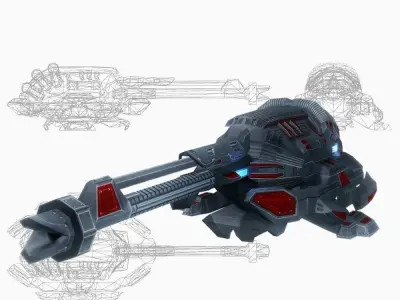 Blaster cannon 04 sci-fi low poly Low-poly 3D model