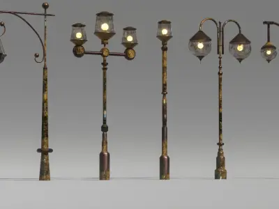street lamp medieval Low-poly 3D model