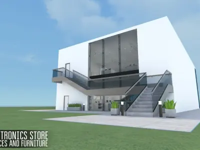 Electronics store - devices and furniture Low-poly 3D model