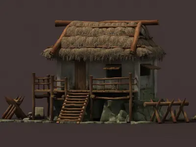 thatched cottage countryside Residential Building   Ancient  3D model