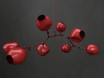 Branching bubble 8 lamps 3 3D model
