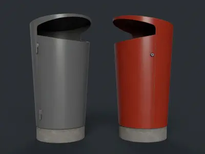 Street Trash Can 10 PBR Game Ready Low-poly 3D model