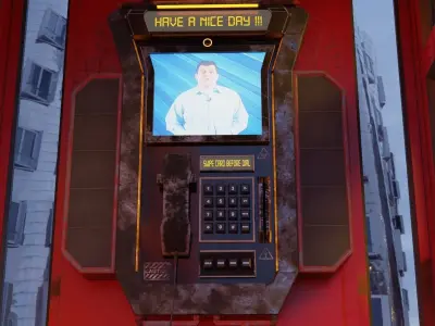 Telephone Booth 3D model and Rigged 3D model