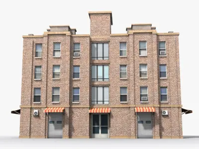 Apartment Building x26 Low-poly 3D model