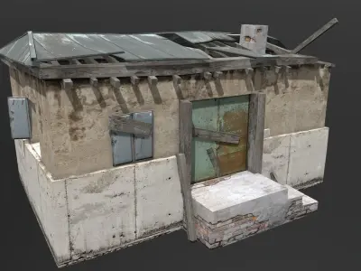 House destroyed - game ready Low-poly 3D model