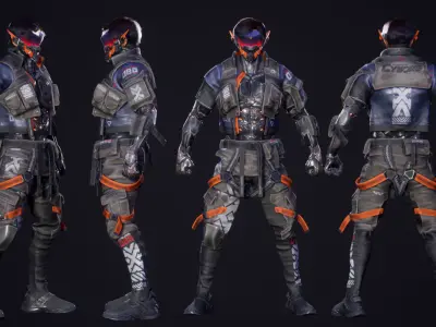 Cyberpunk Street Boy Character Low-poly 3D model